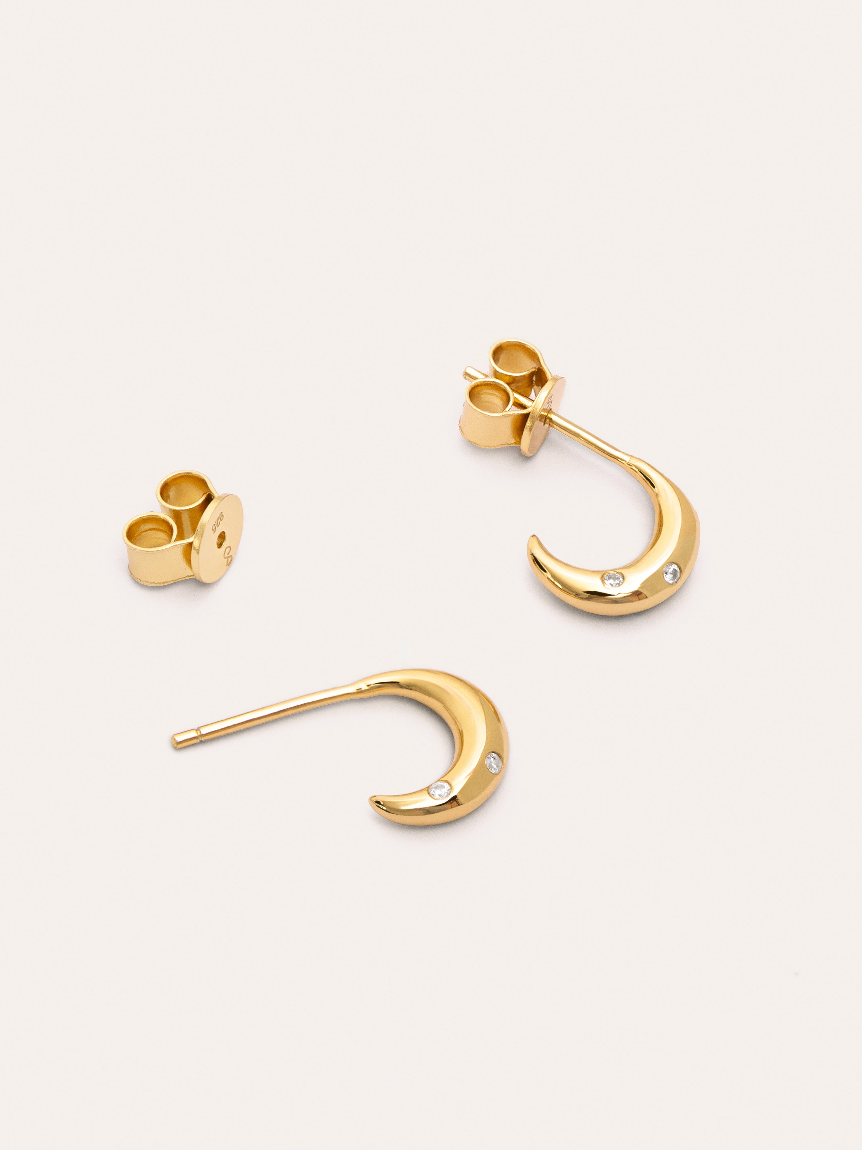 Pendientes Aro Mini Luna Plata Baño Oro