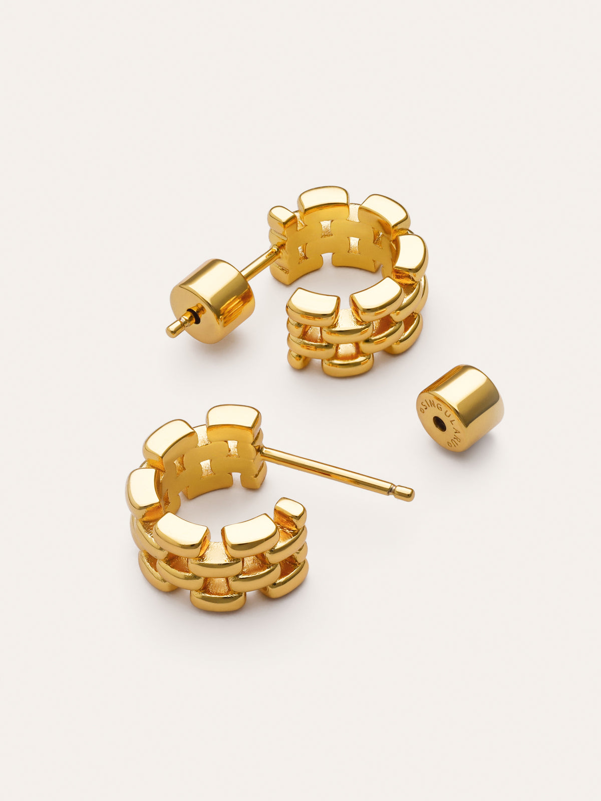 Imagen detalle de Pendientes Aro Mini Sierpe Baño Oro