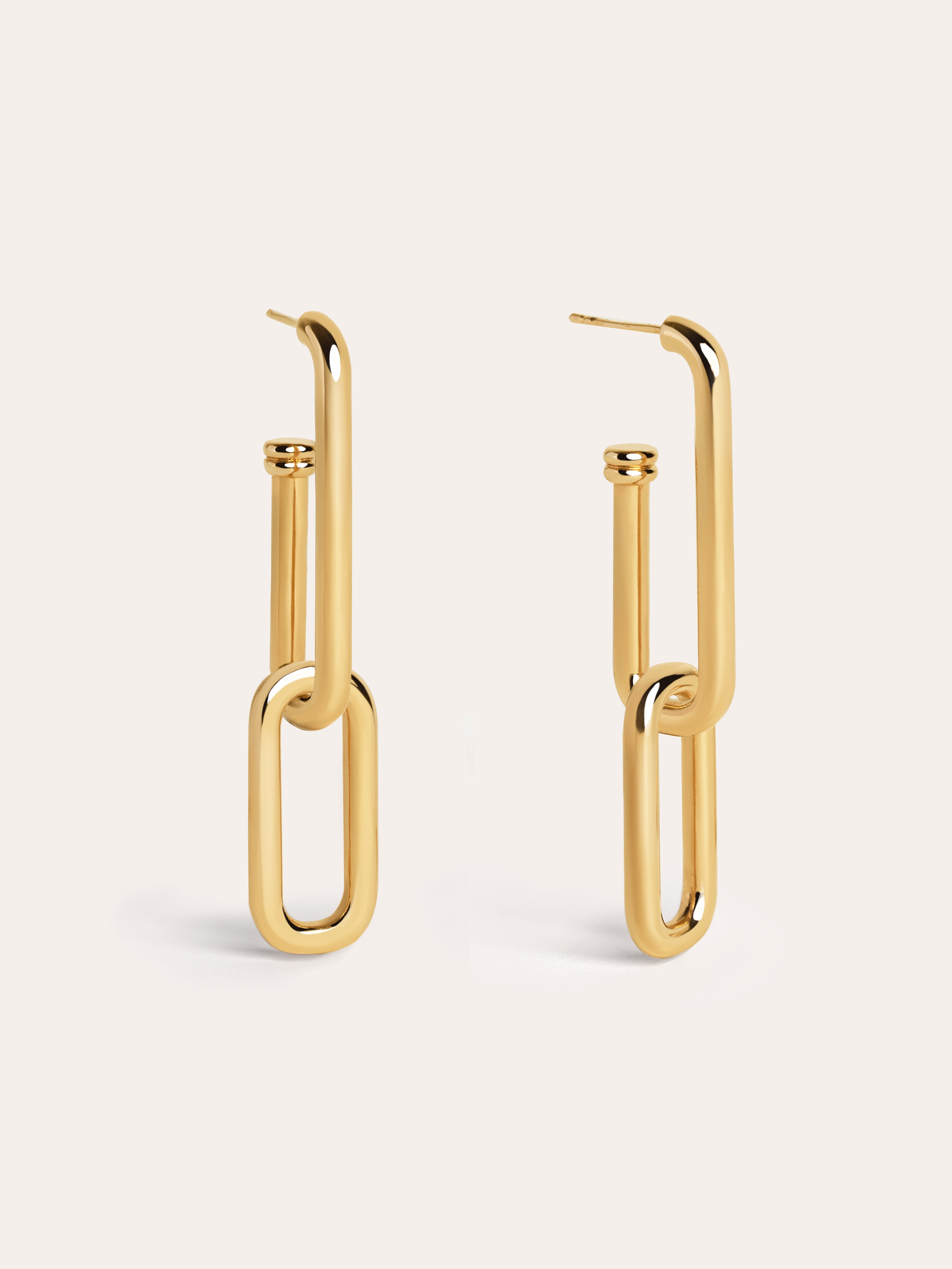 Pipe Gold Hoop Earrings 