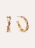 Estelar Cross Gold Hoop Earrings 