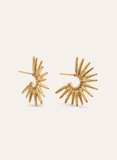 Pendientes Aro Solstice Beam Acero Baño Oro