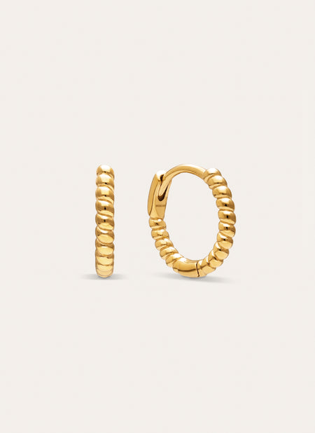 Brincos de Argola Twist Banhados a Ouro em Aço