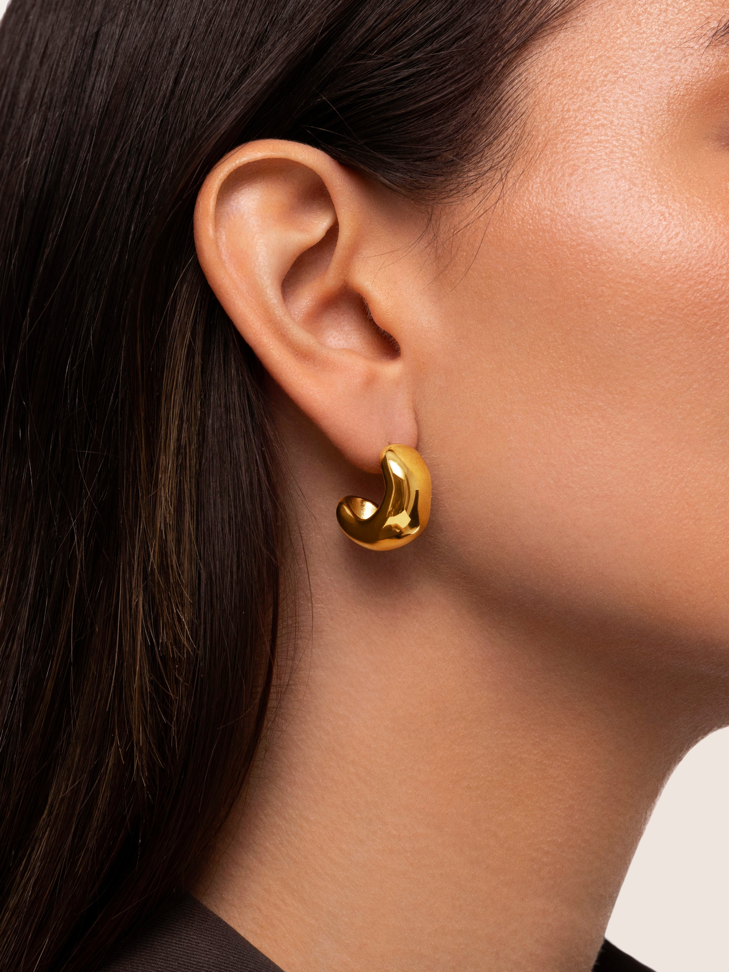 Bold Moon Stainless Steel Gold Earrings