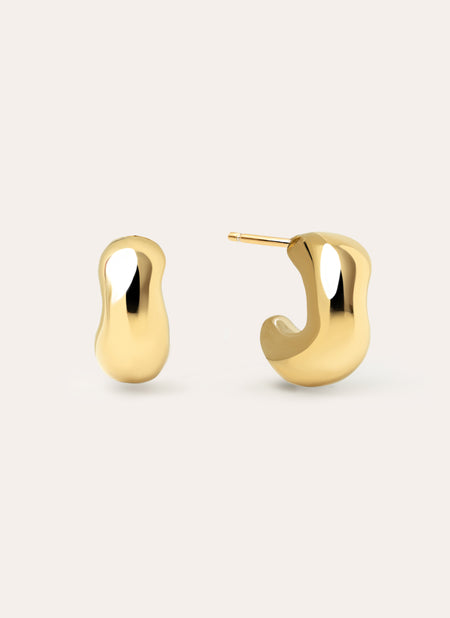 Bold Moon Stainless Steel Gold Earrings