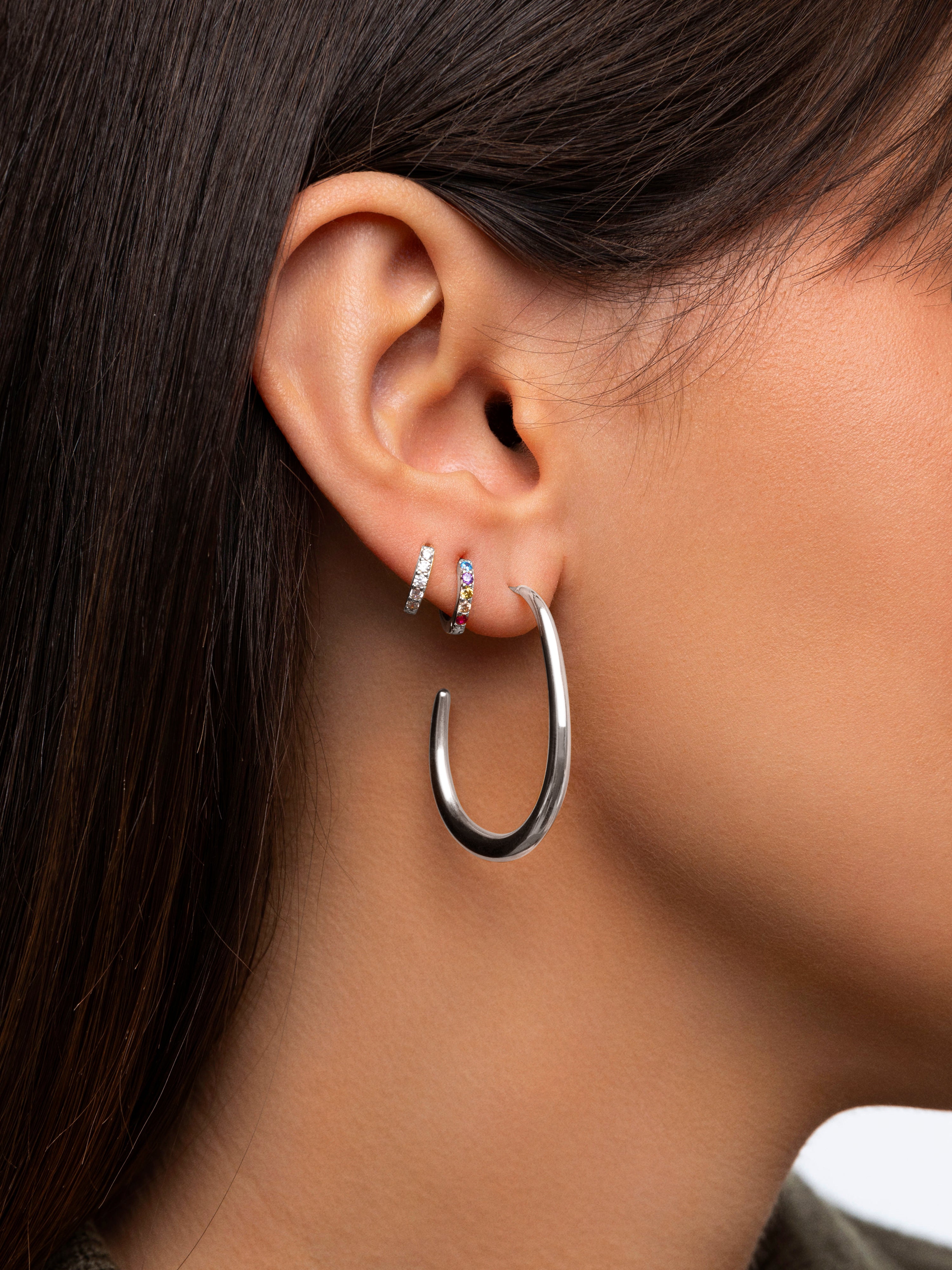 Cleo M Silver Hoop Single Earring