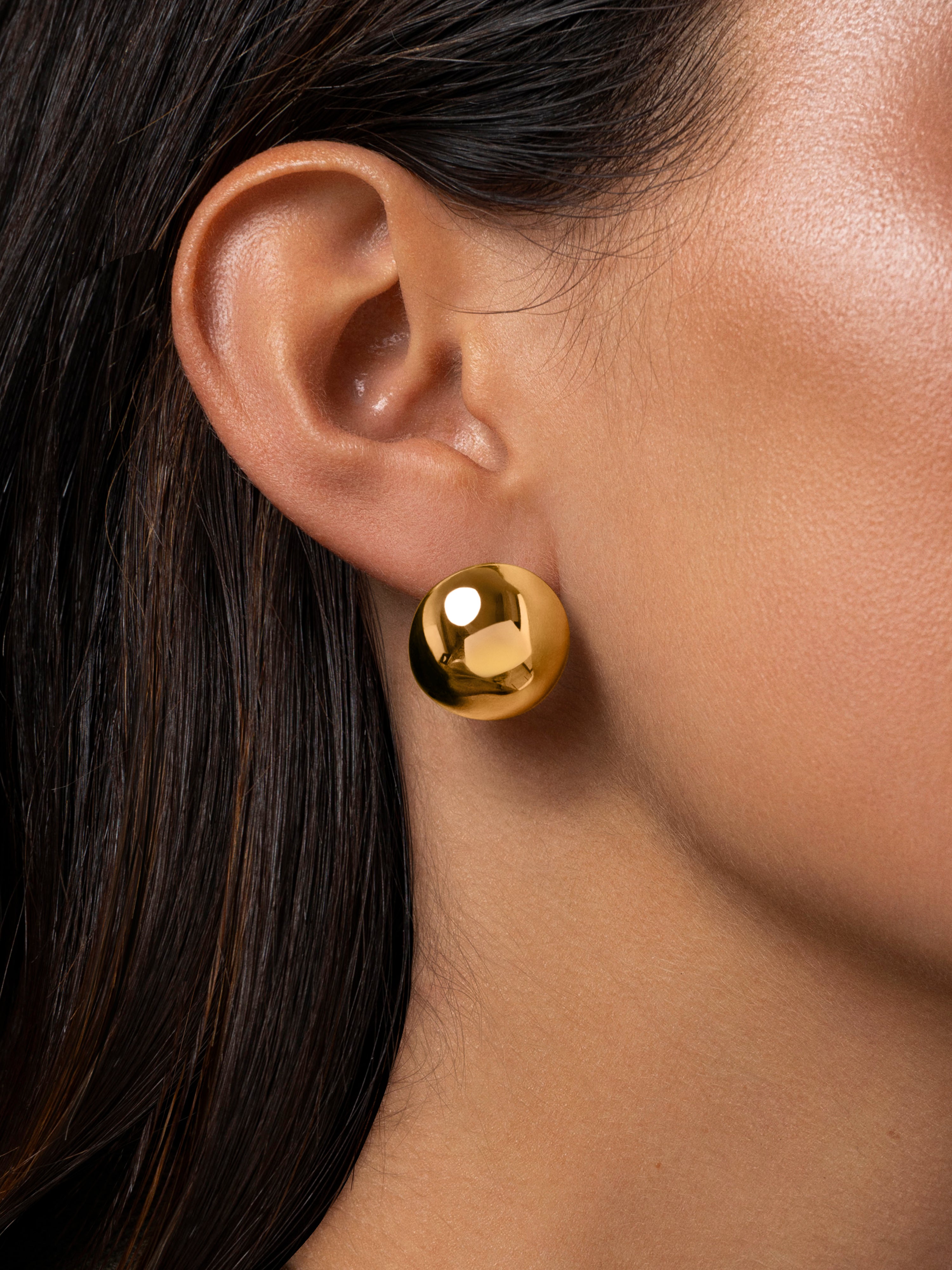 Buttons Stainless Steel Gold Earrings