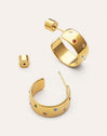 Boucles D’oreilles Créoles Curve Rainbow Acier Plaqué Or