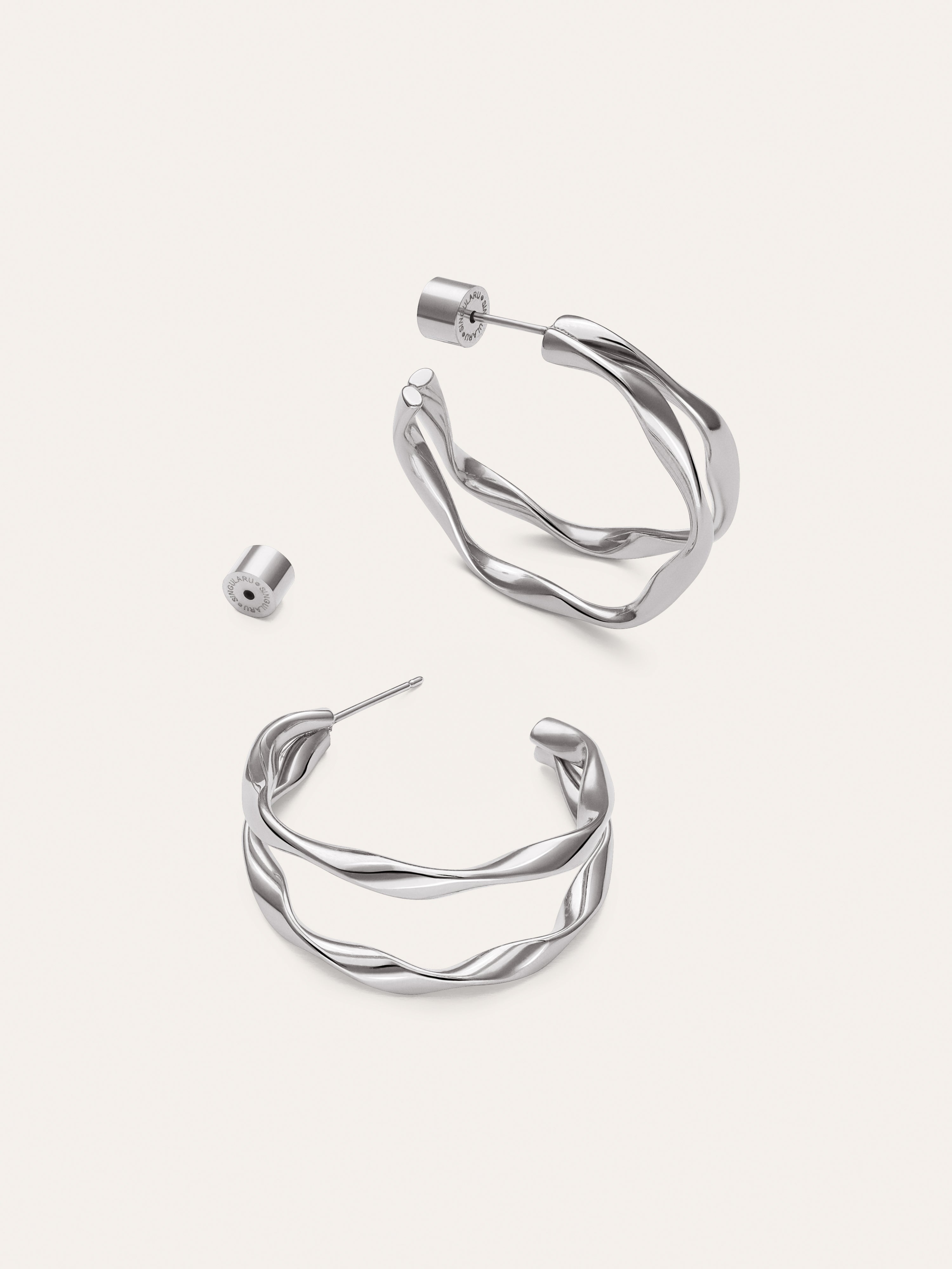 Pendientes Doble Organic River Acero