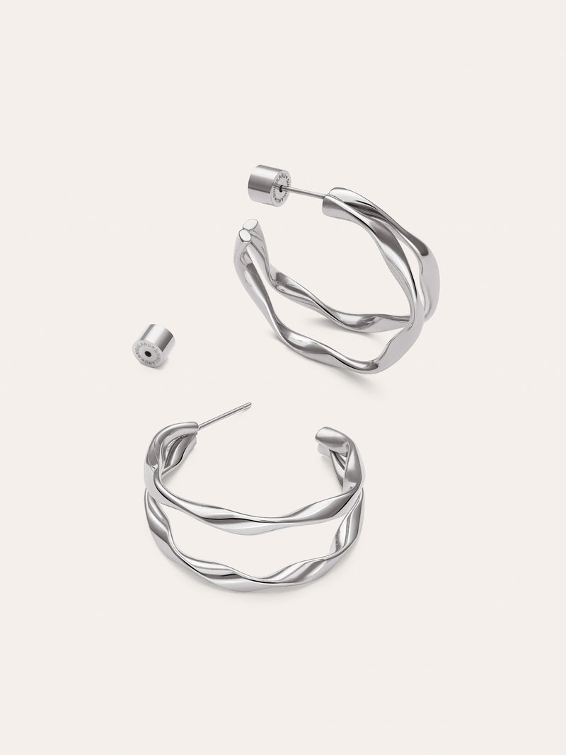 Pendientes Doble Organic River Acero