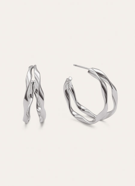 Pendientes Doble Organic River Acero