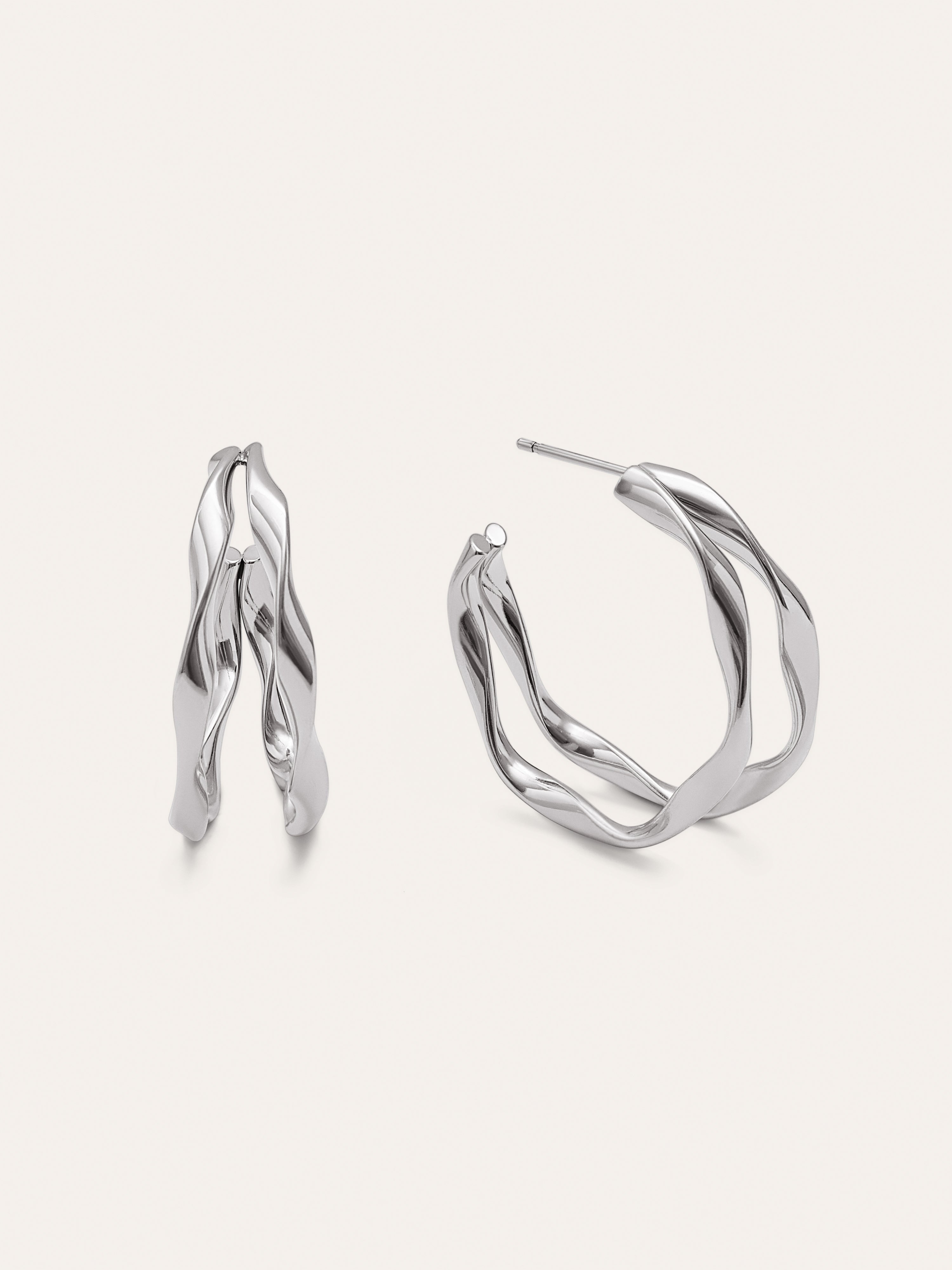 Pendientes Doble Organic River Acero