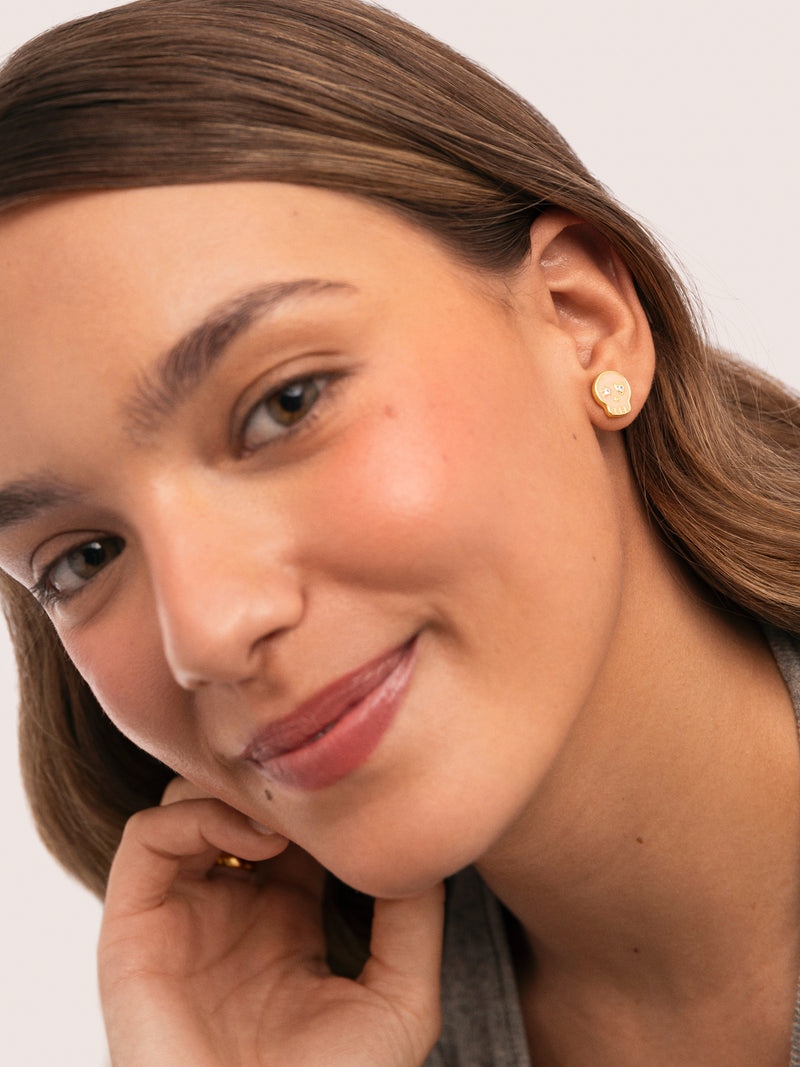 Pendientes Esqueleto Enamel Spark Baño Oro