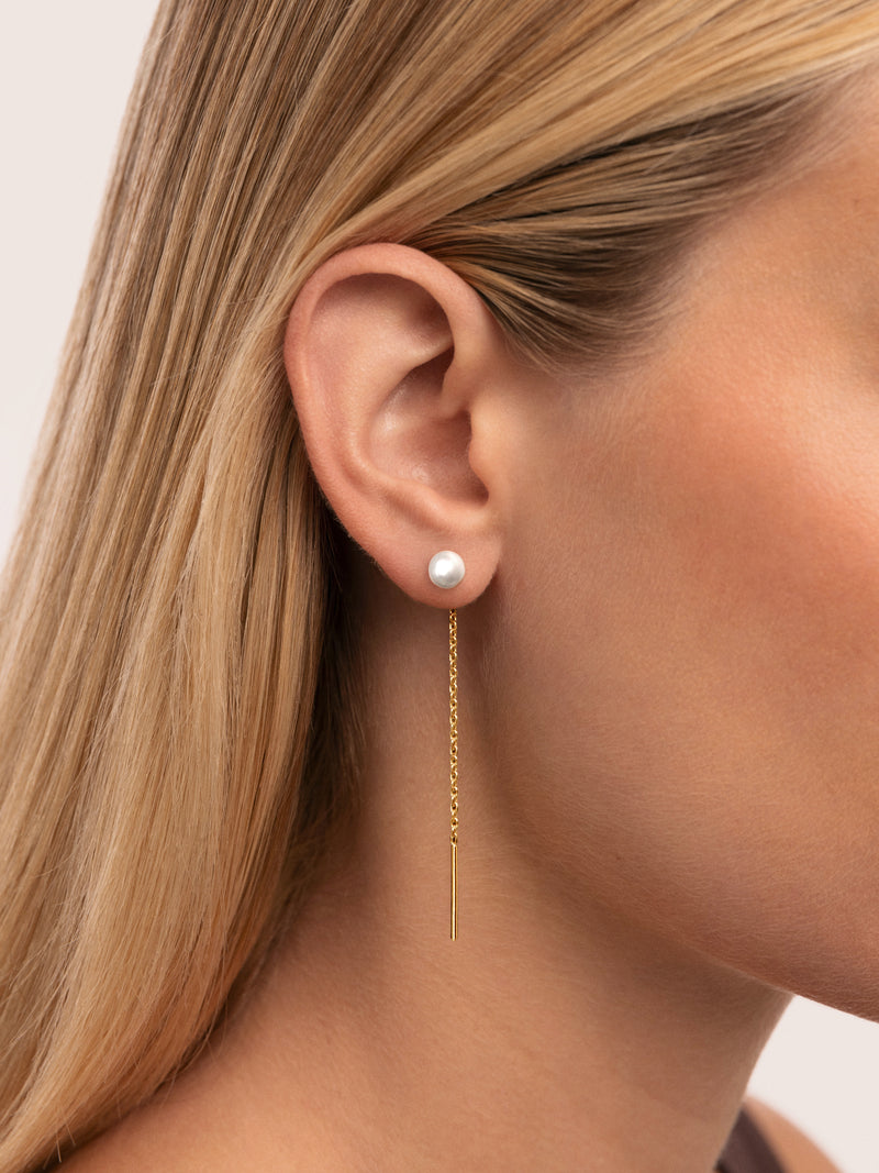 Oorbellen Falling Pearl Staal verguld met goud