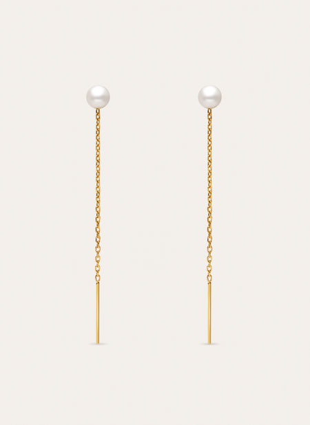 Boucles D'oreilles Falling Pearl Acier Plaqué Or