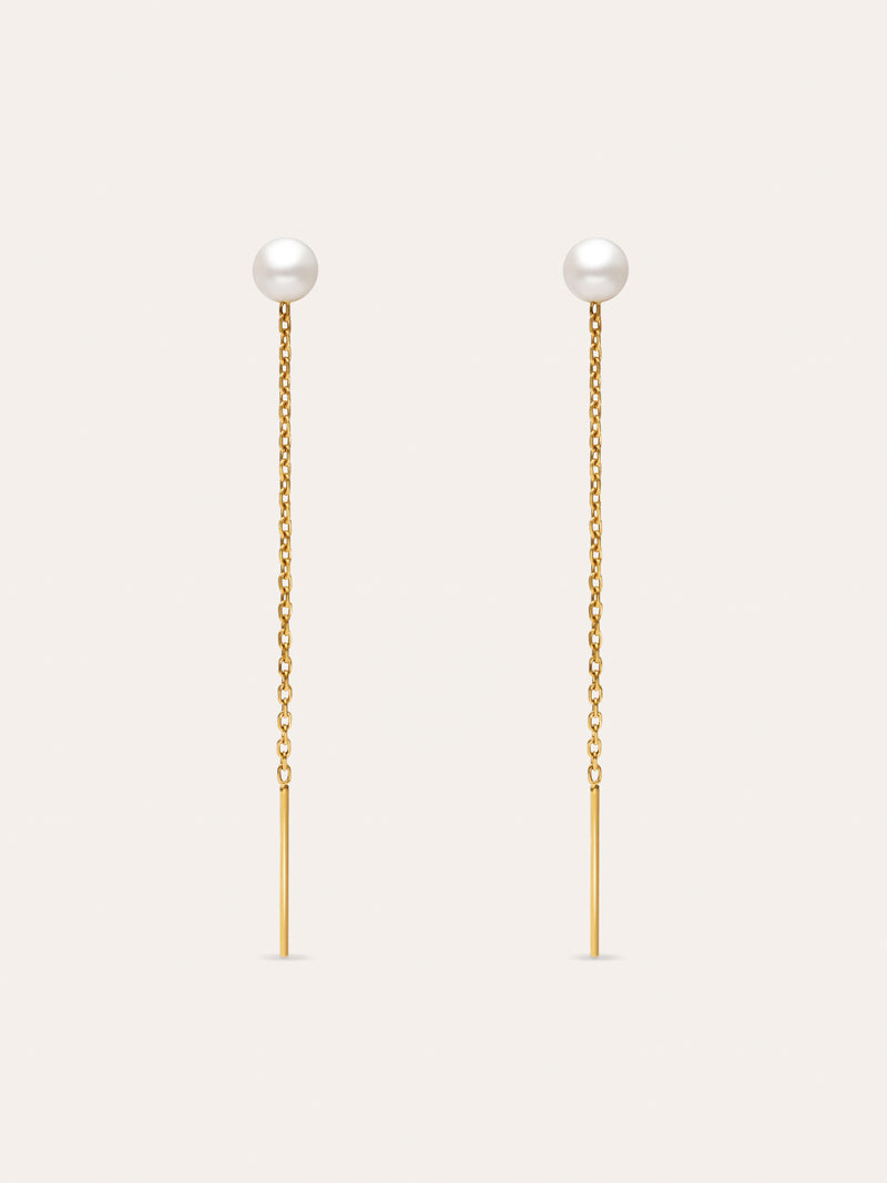 Oorbellen Falling Pearl Staal verguld met goud