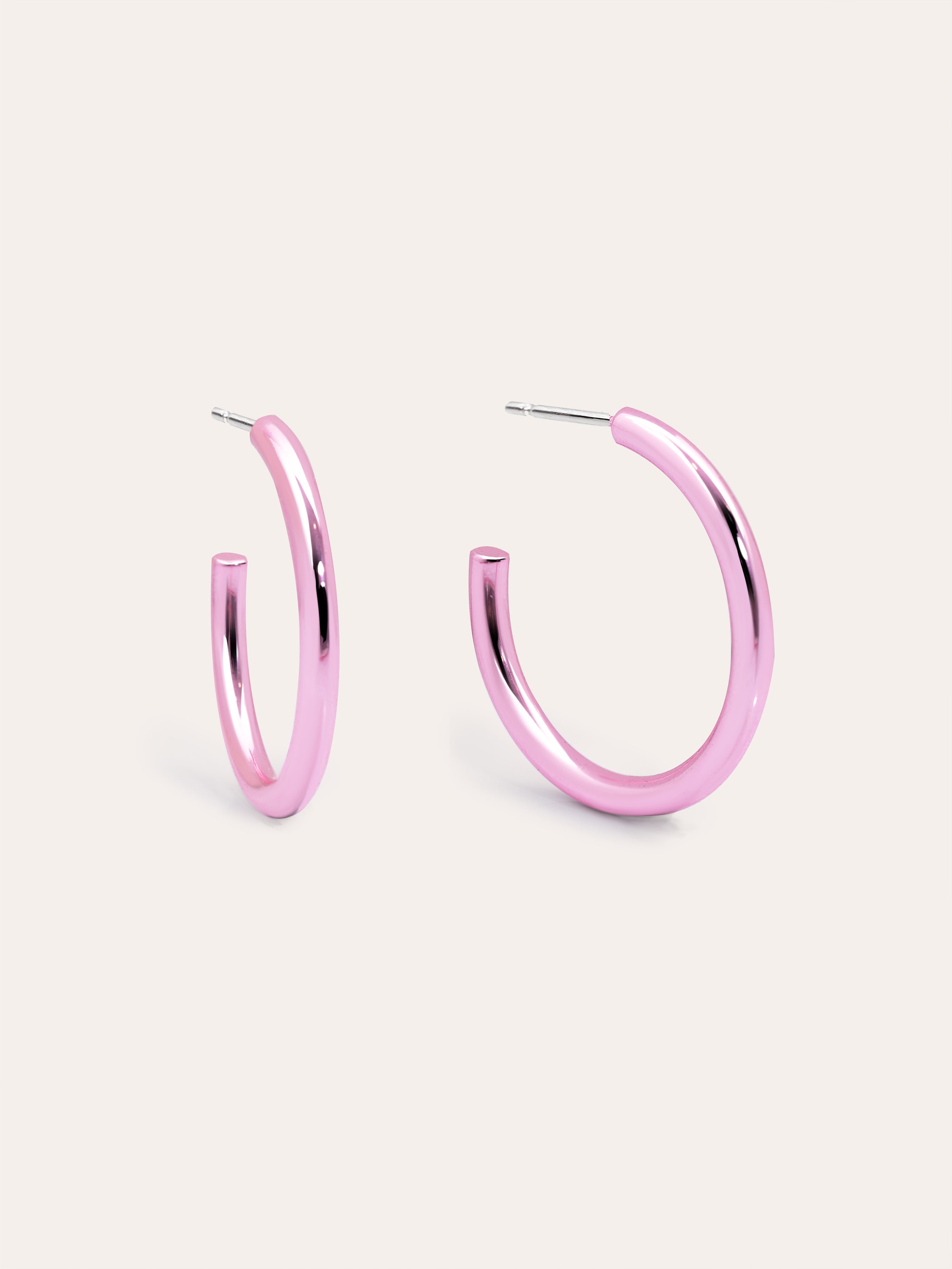 Funk Stainless Steel Pink Hoop Earrings 