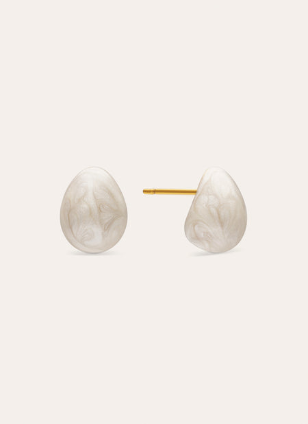 Alea White Enamel Drop Earrings Steel Gold Plated