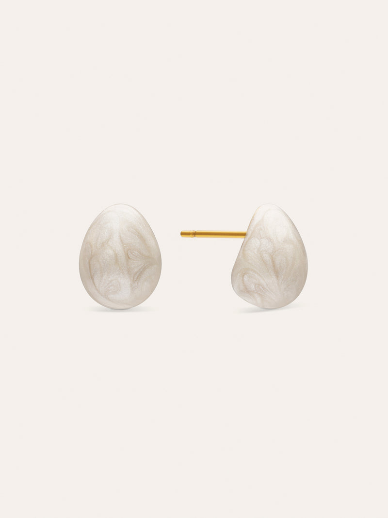 Alea White Enamel Drop Earrings Steel Gold Plated