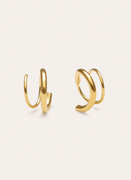 Pendientes Gota Spiral Acero Baño Oro