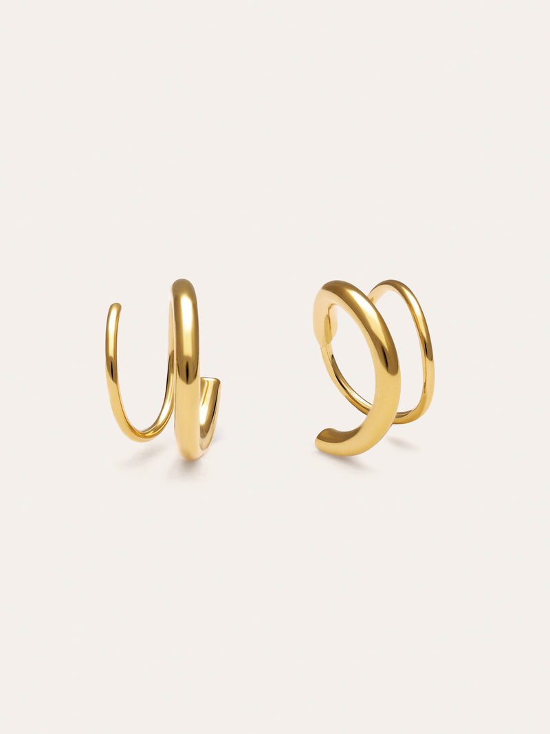 Pendientes Gota Spiral Acero Baño Oro