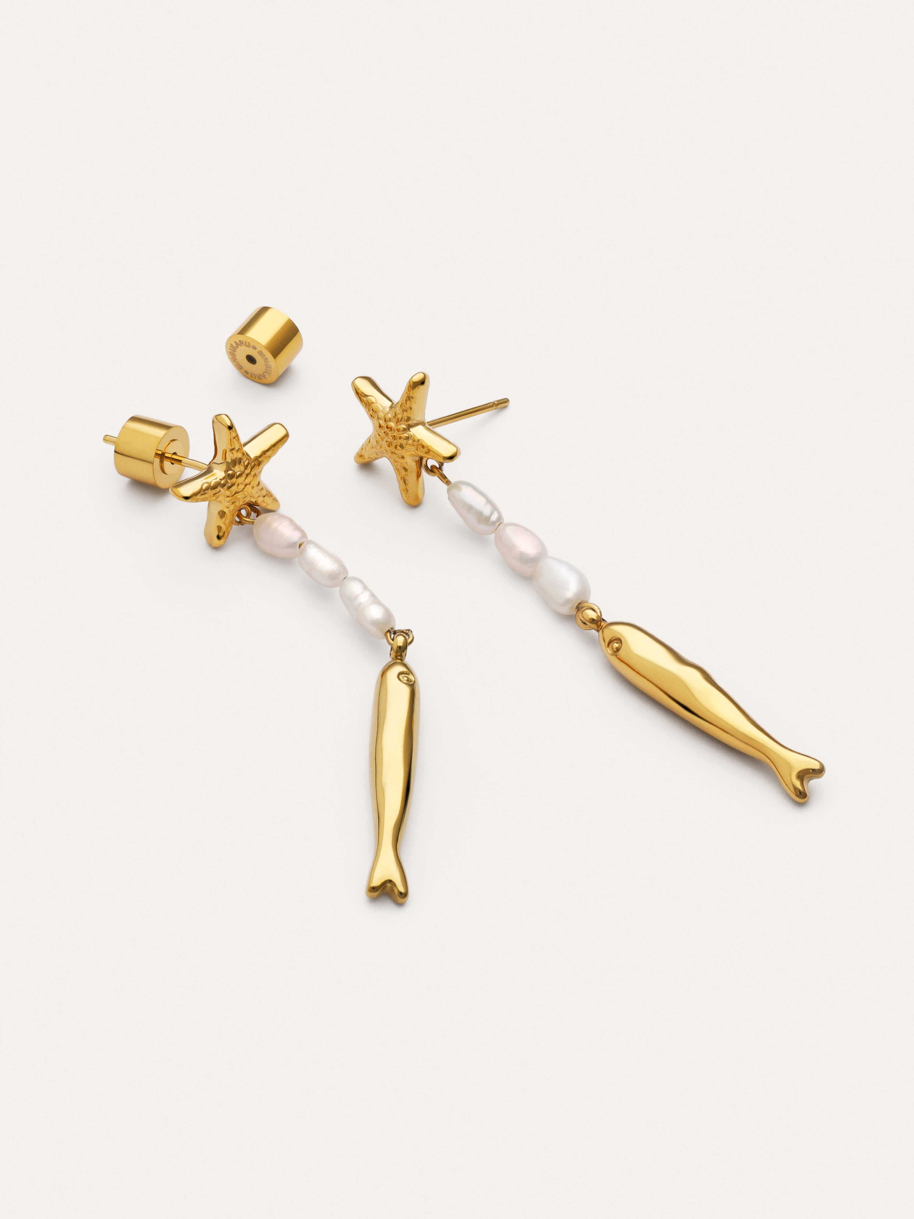 Ohrringe Long Costa Stahl mit 18kt Goldbeschichtung