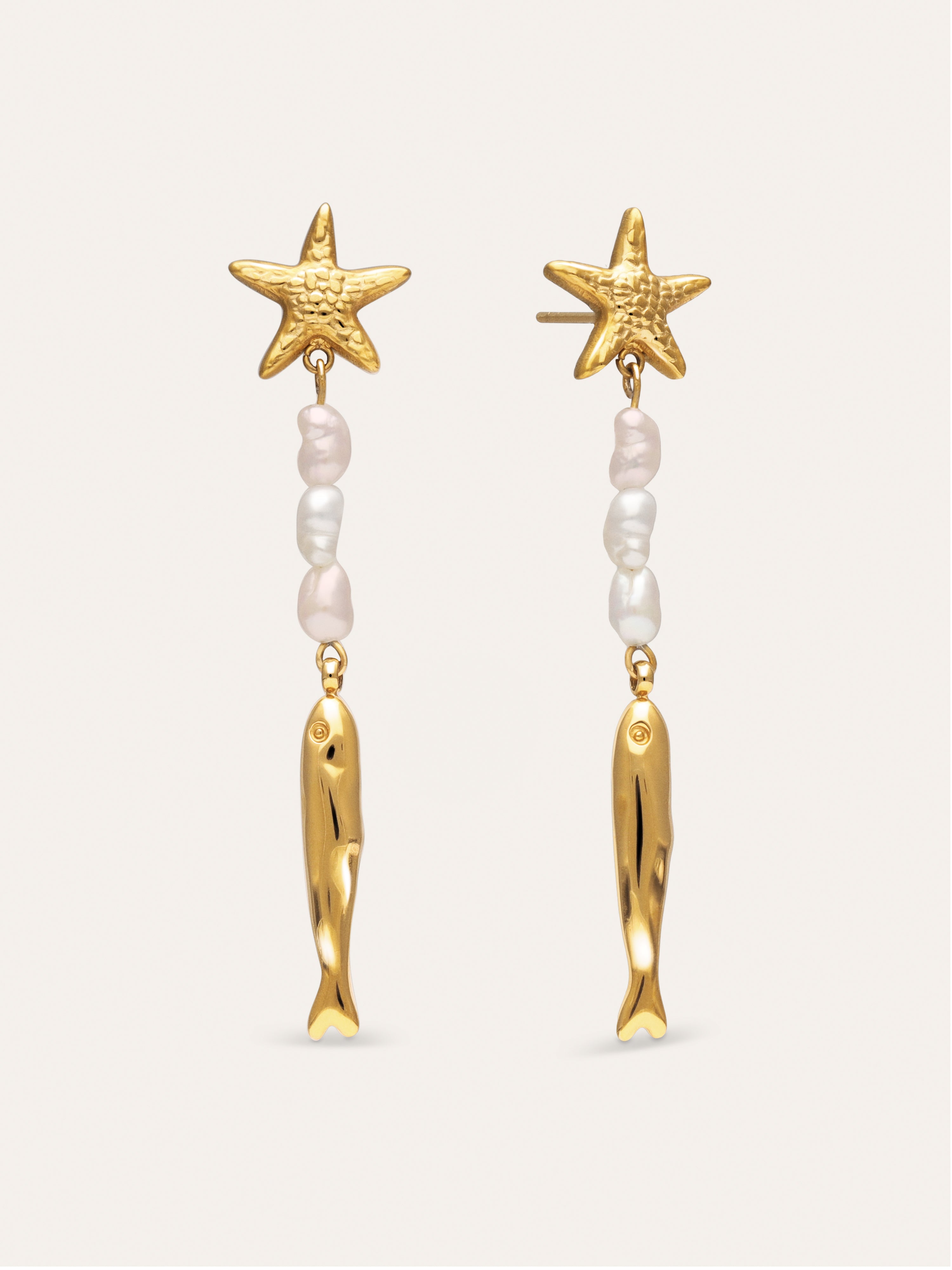 Ohrringe Long Costa Stahl mit 18kt Goldbeschichtung