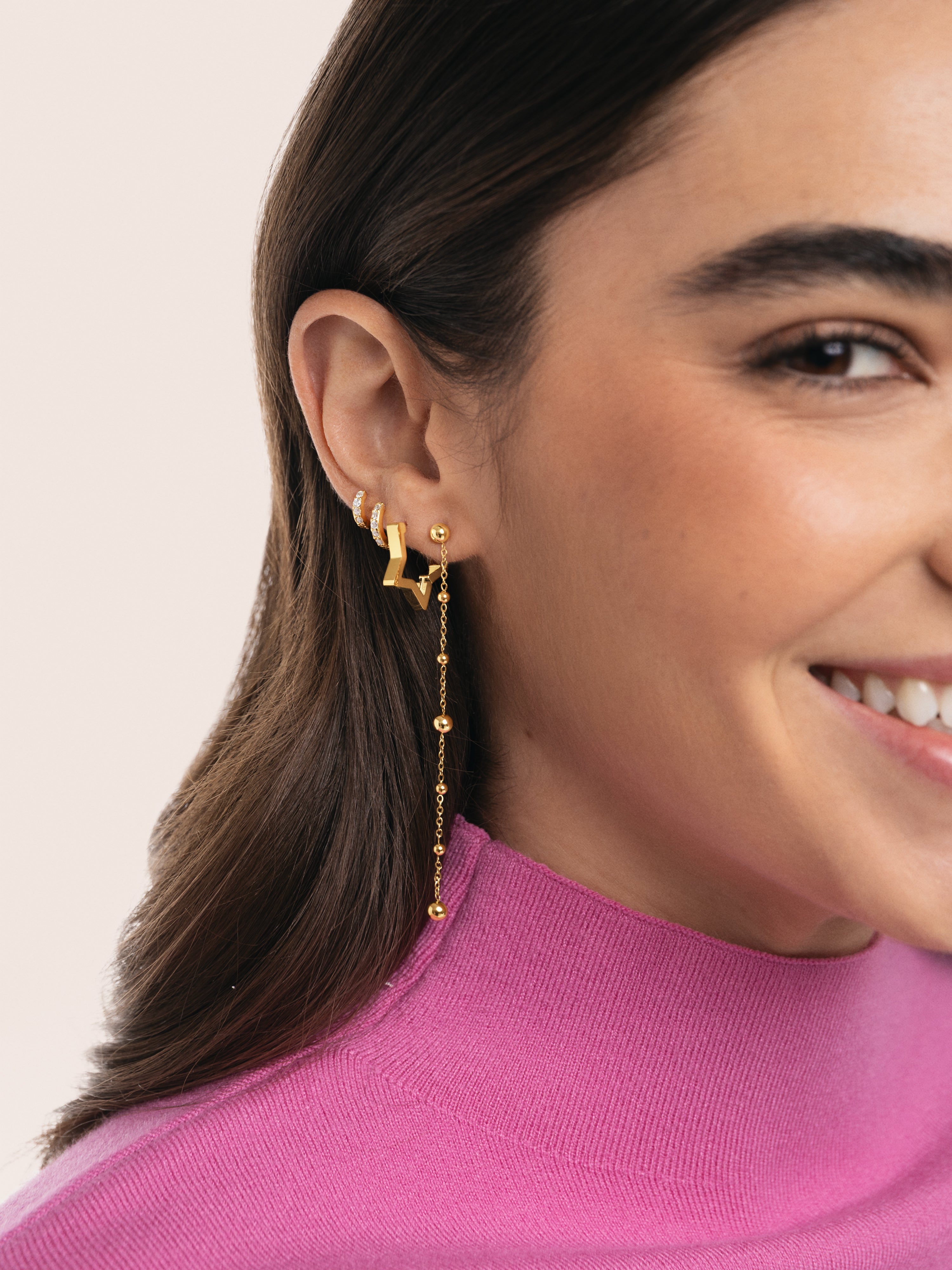 Long Drop Bomb Gold Earrings