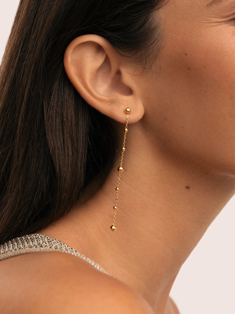 Ohrringe Long Drop Bomb Stahl mit 18kt Goldbeschichtung
