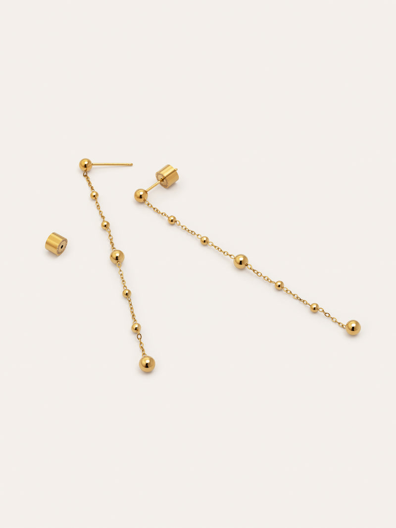 Ohrringe Long Drop Bomb Stahl mit 18kt Goldbeschichtung