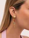 Pendientes Long Coral Acero Baño Oro