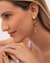 Pendientes Long Coral Acero Baño Oro