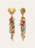 Pendientes Long Coral Acero Baño Oro
