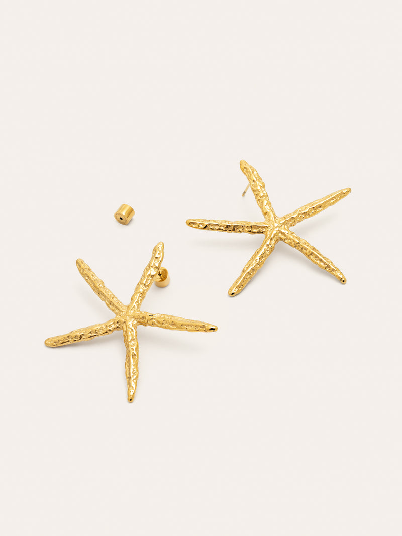 Maxi Starfish Ohrringe Edelstahl, vergoldet