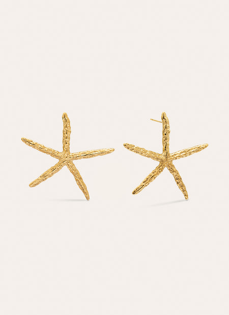 Pendientes Maxi Starfish Acero Baño Oro