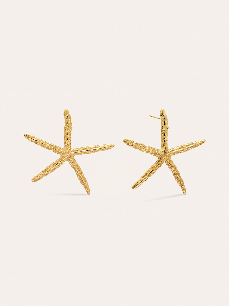 Maxi Starfish Ohrringe Edelstahl, vergoldet