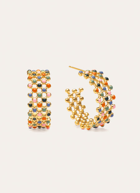 Pendientes Mini Bomb Enamel Acero Baño Oro