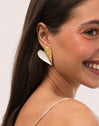Boucles D'oreilles Coquillage Enamel Acier Plaqué Or