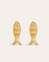 Colored Fish Gold Earrings 