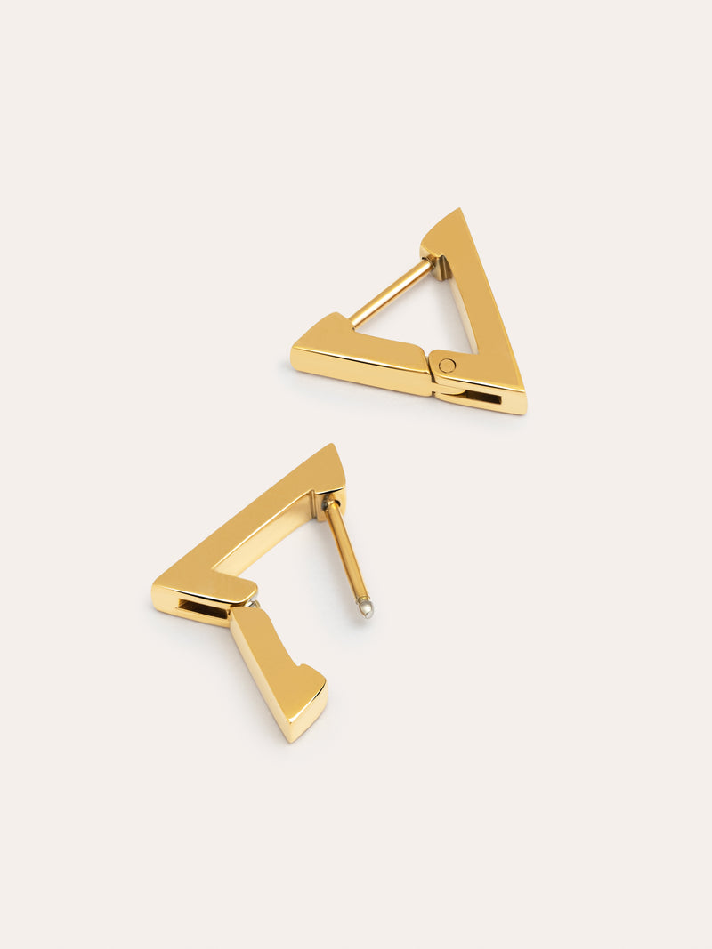 Boucles D'oreilles Pyramide Acier Plaqué Or