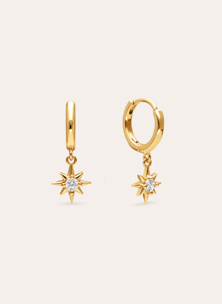 Boucles d'oreilles Étoile Polaire Plaqué Or