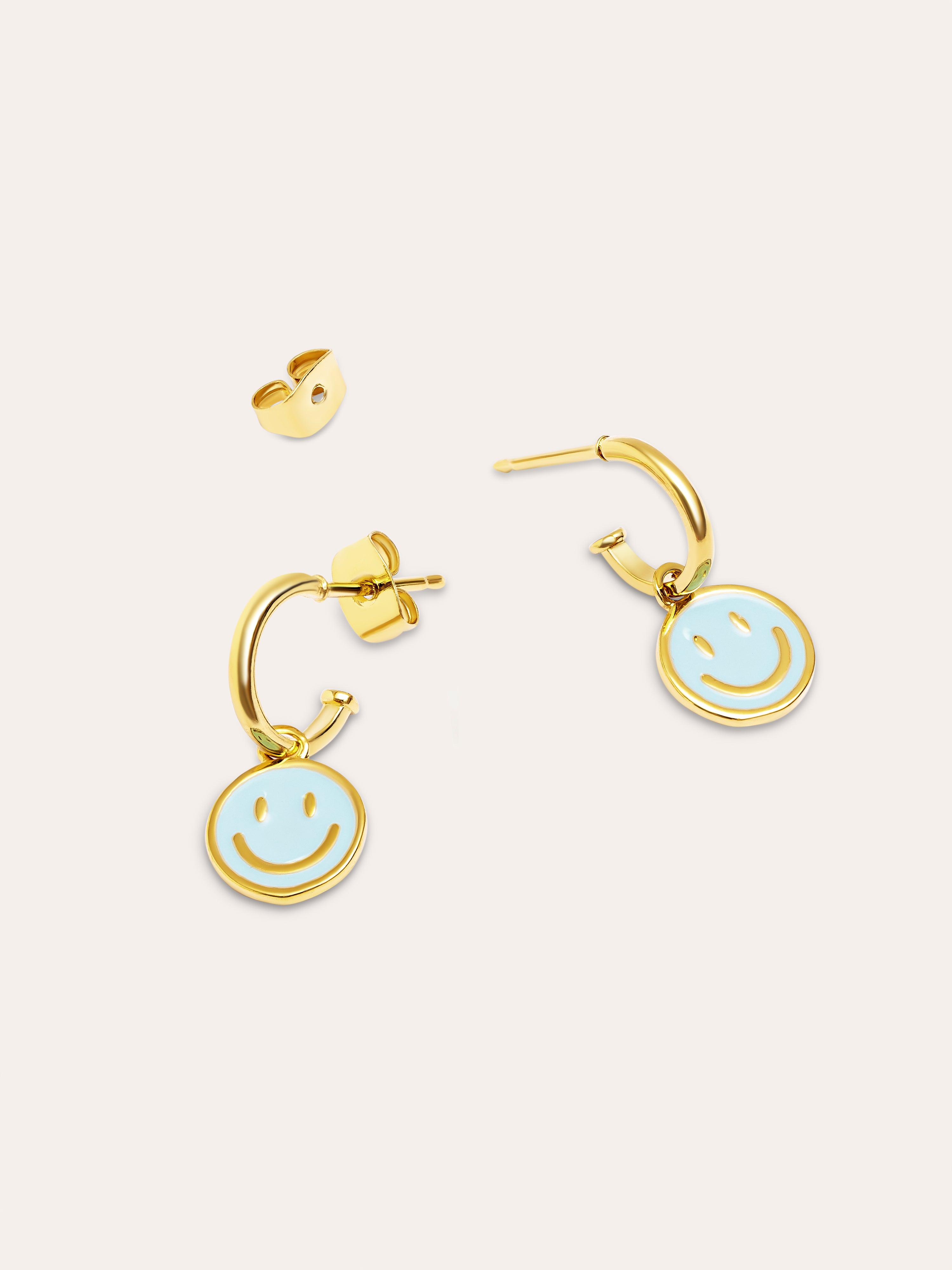 Pendientes Aro Smiley Sky Enamel Baño Oro