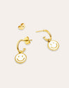 Pendientes Aro Smiley White Enamel Baño Oro