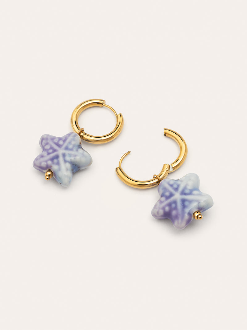 Starfish Blue Ohrringe, Edelstahl vergoldet