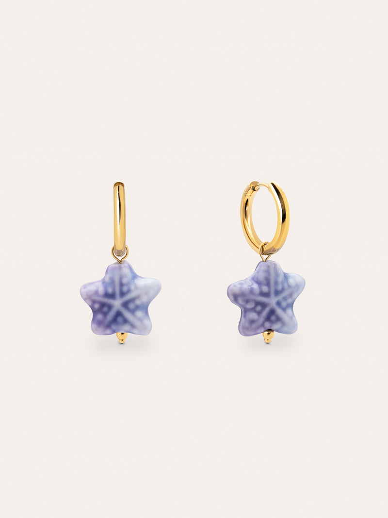 Starfish Blue Ohrringe, Edelstahl vergoldet