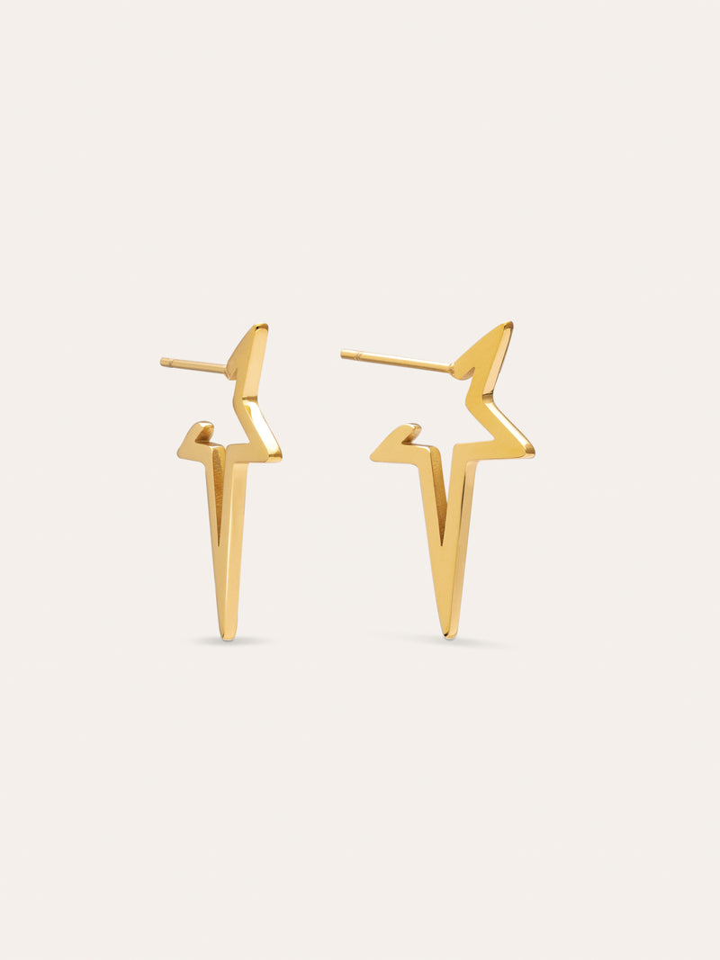 Boucles d'oreilles Star Punk Acier Plaqué Or