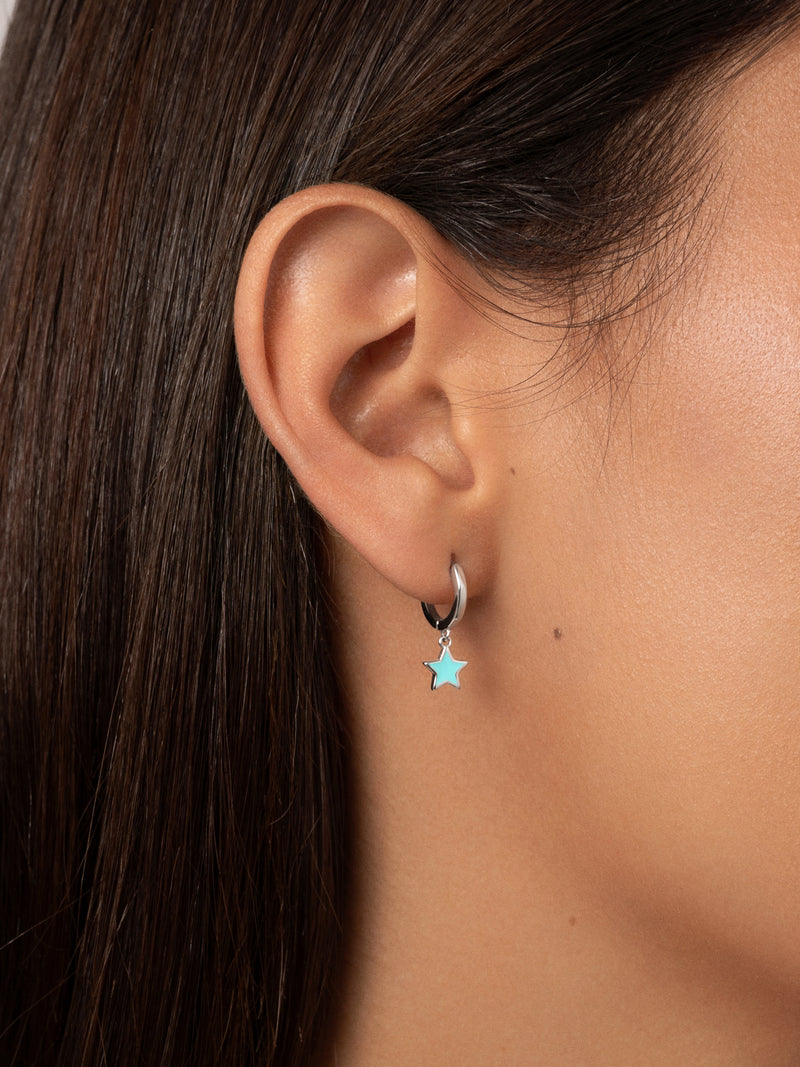 Pendientes Aro Star Sky Enamel Acero