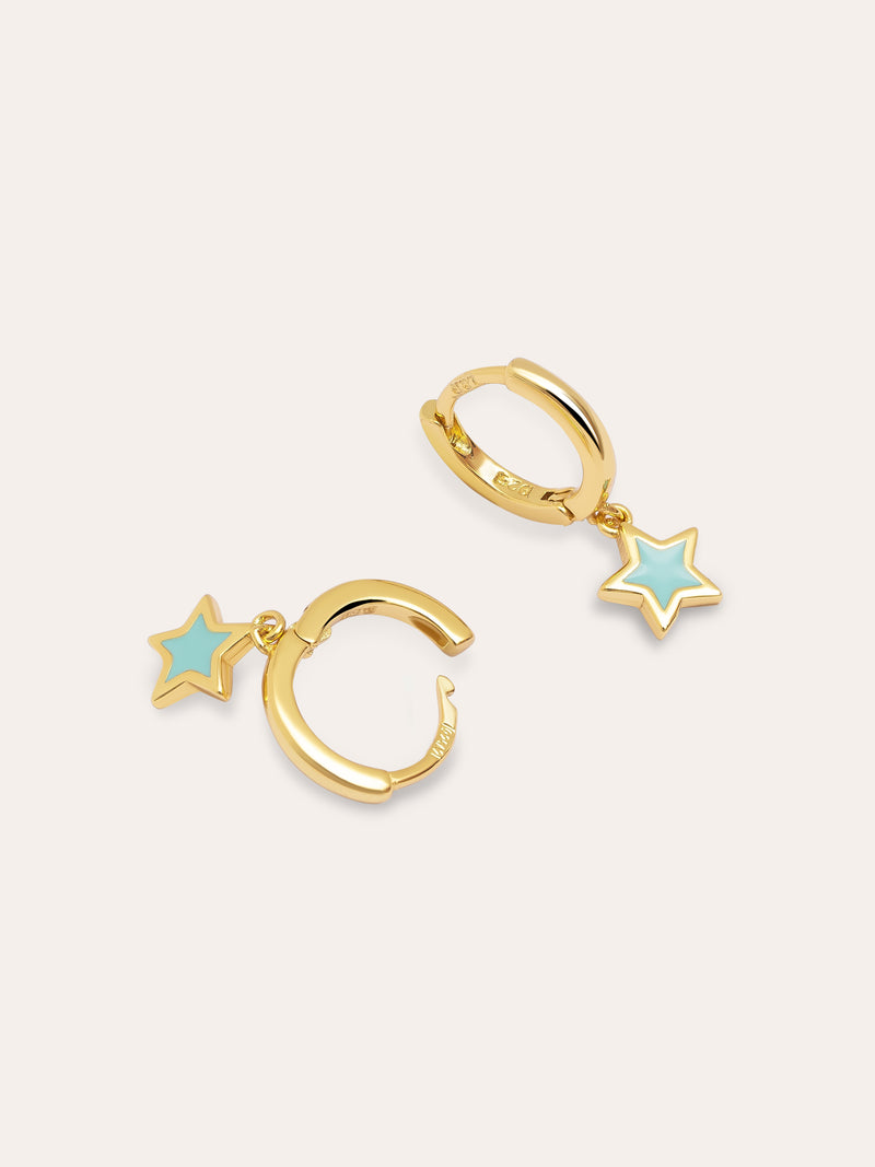 Star Sky Enamel Creolen Silber, vergoldet