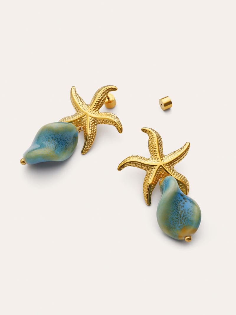 Ohrringe Starfish Wave Edelstahl vergoldet