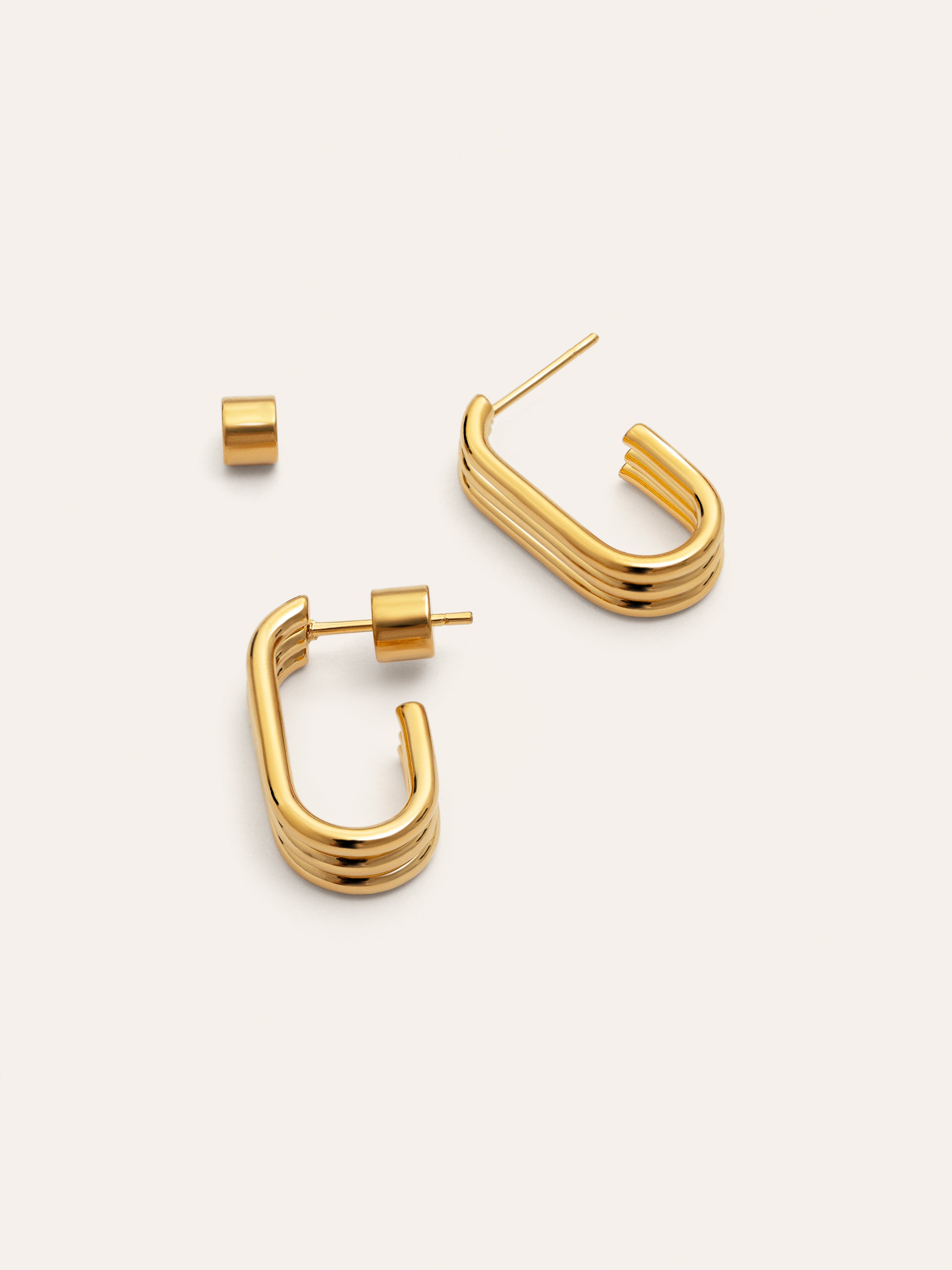 Pendientes Triple Urban Acero Baño Oro