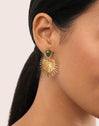Pendientes Verde Catalina Acero Baño Oro